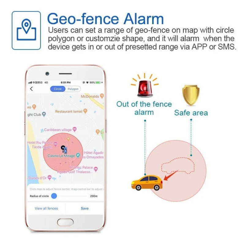 4G LTE Vehicle Tracker CA003 J16 Real Time GPS with Anti-Theft Alarm for Motorcycle Car Truck